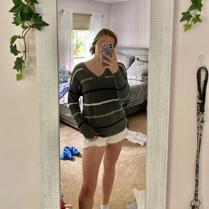 grey striped sweater